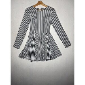 Love Fire Belted Skater Dress MYFDW7141 Size S Stripe Mini Long Sleeve NEW